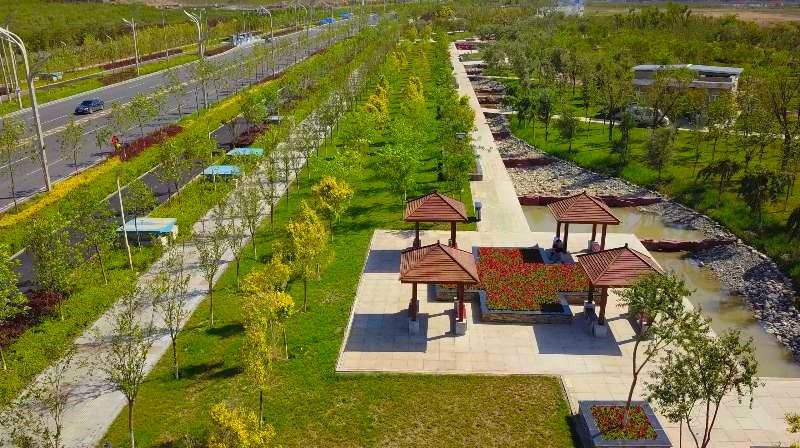 新疆维泰开发建设（集团）股份有限公司承建的“艾丁湖路带状公园建设项目全景