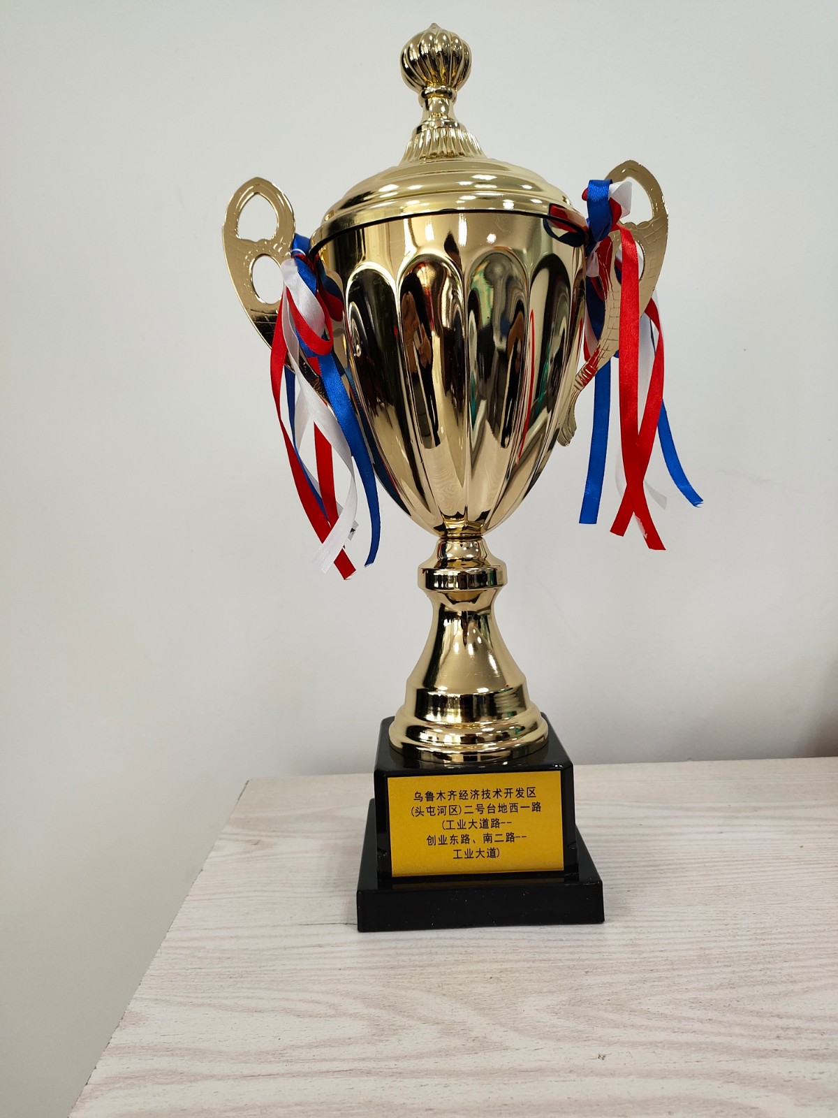 新疆维泰开发建设（集团）股份有限公司承建“乌鲁木齐经济技术开发区（头屯河区）二号台地西一路（工业大道-创业东路、南二路-工业大道）”2020年荣获“新疆市政金杯示范工程”奖-获奖奖杯